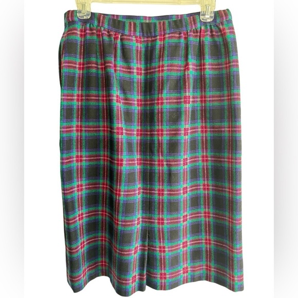 VTG Pendleton Plaid Wool Midi Skirt Womens 12P Lined Pleaded Pockets Made in USA - Picture 3 of 12